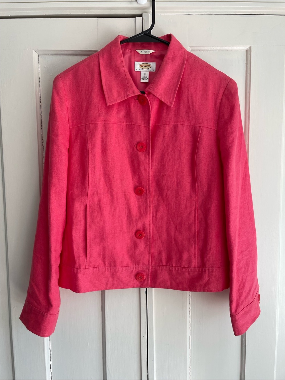 Talbots Petites Pink 100% Irish Linen Blazer Jacket Size 12 P EUC Summer Coastal